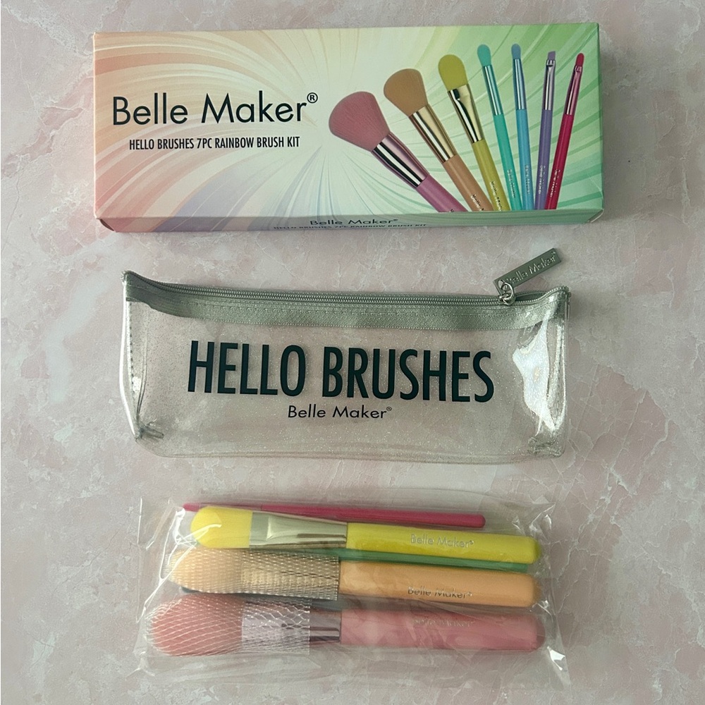 Belle Maker Hello Brushes 7pc Rainbow Brush Kit - Pastel Multicolor